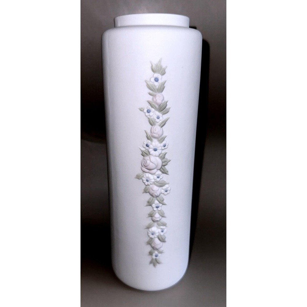 Cylinder Vase has Pastel Vertical Floral Reliefs - Bavaria Schumann Arzberg 9.5"